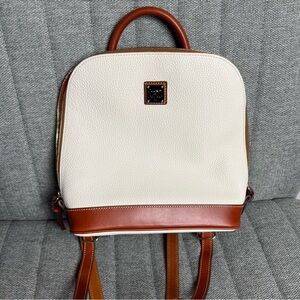 Dooney & Bourke White & Tan Leather Zip Pod Backpack
